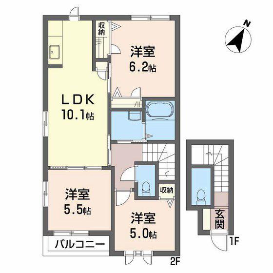 リバーサイド中野A棟(3LDK/2階)の間取り写真