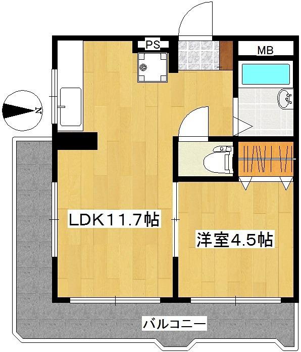 ジュンハイツ(1LDK/3階)の間取り写真
