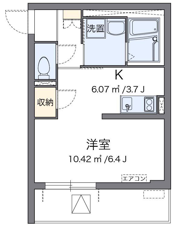 京成本線 江戸川駅 徒歩2分 3階建 築10年(1K/3階)の間取り写真