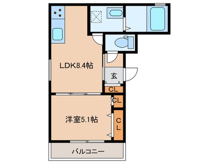 クリエオーレ猪名寺(1LDK/1階)の間取り写真