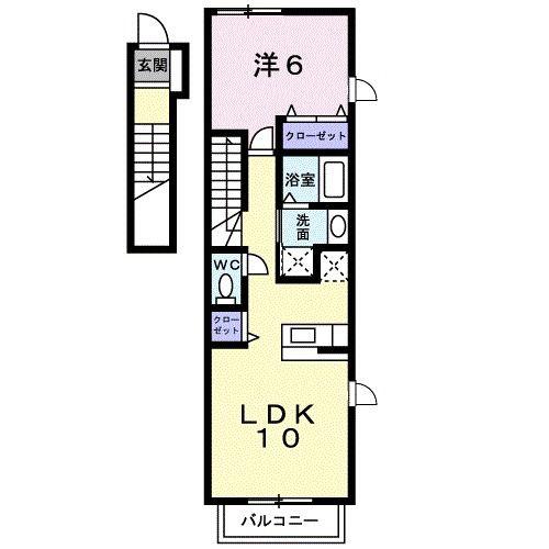 フルール・M3A(1LDK/2階)の間取り写真
