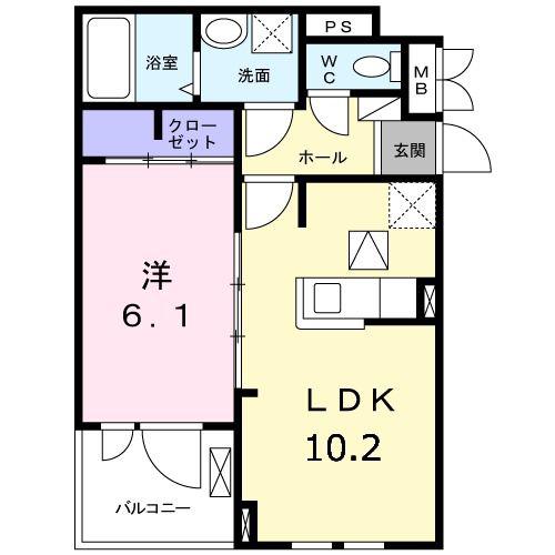 ラグナリーデン(1LDK/1階)の間取り写真