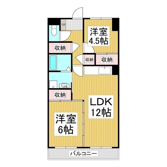 メゾン西中屋(2LDK/2階)の間取り写真
