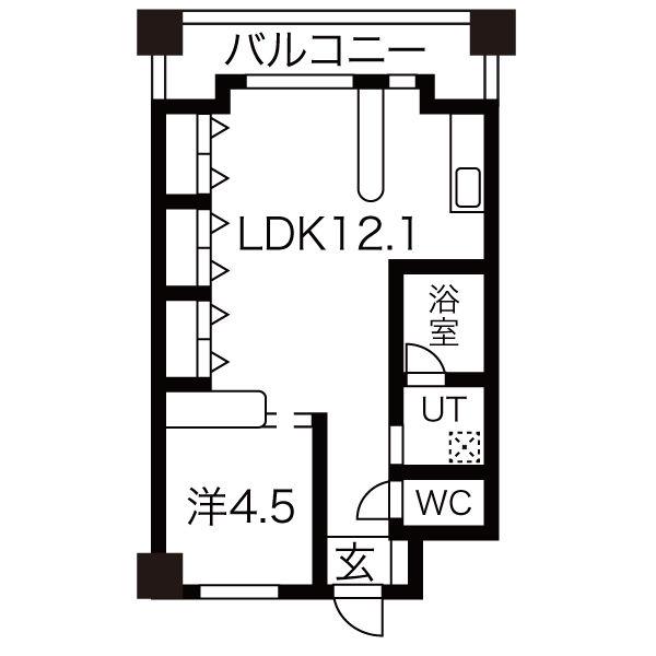 名星ビル(1LDK/4階)の間取り写真
