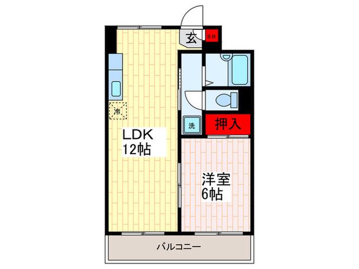 藤ガーデン(1LDK/3階)の間取り写真