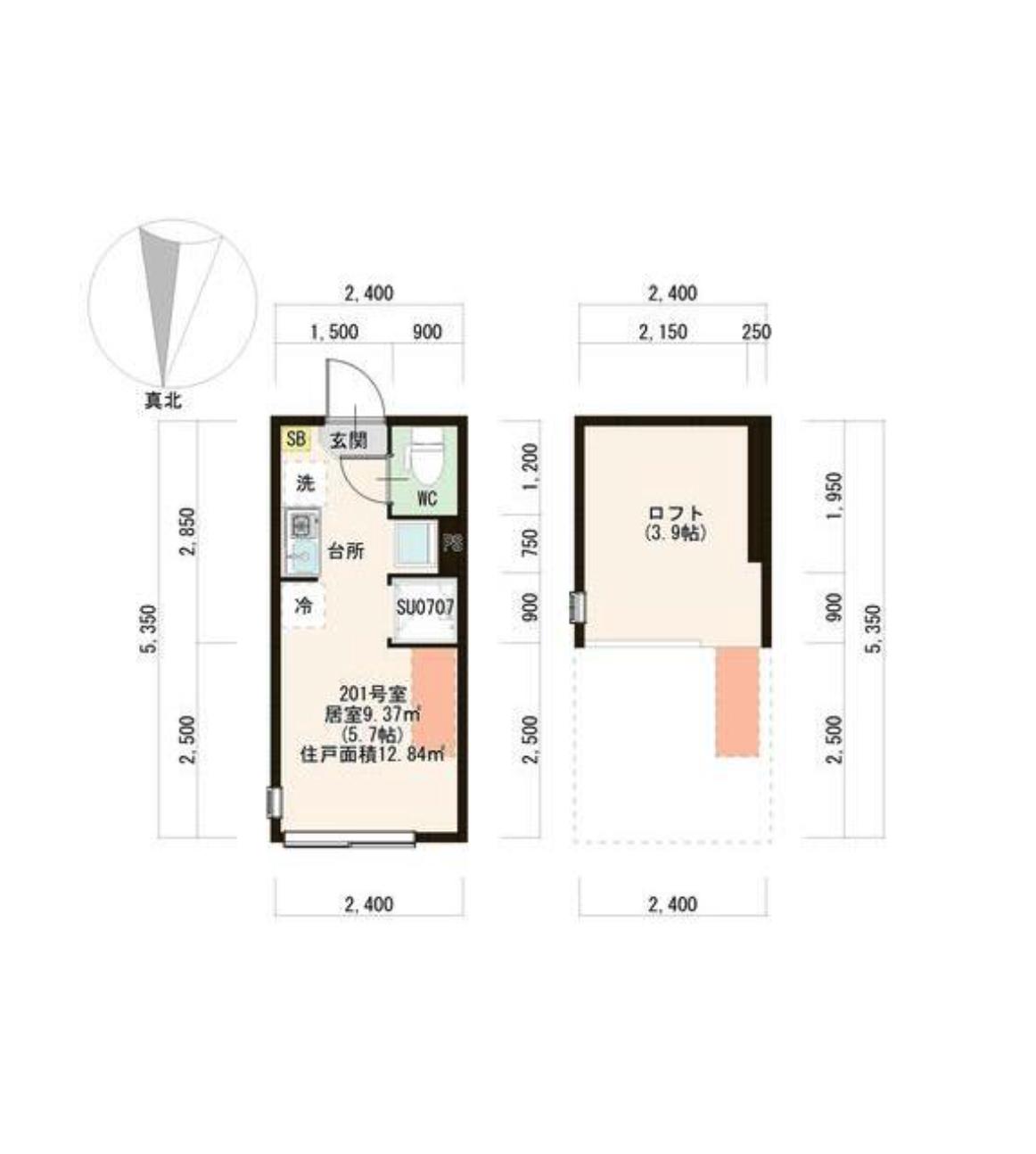 AVAND 平和台(ワンルーム/2階)の間取り写真