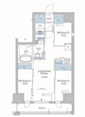 アーバネックス住吉(3LDK/3階)の間取り写真