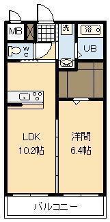 ヒカオオリエントマンション北棟(1LDK/2階)の間取り写真
