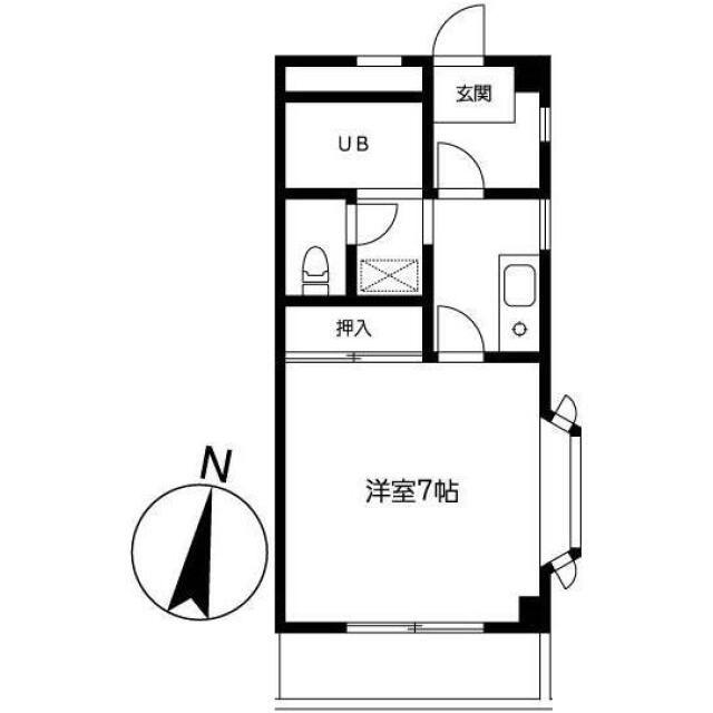 フラッツ領家(1K/2階)の間取り写真