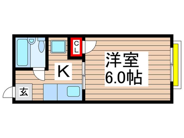 シティハイム稲毛台(1K/2階)の間取り写真