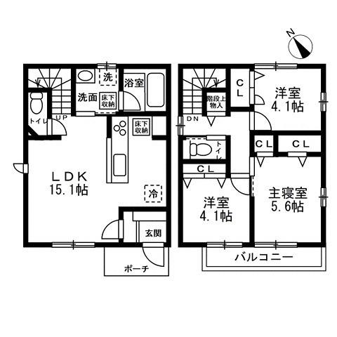 北区西ヶ原3丁目戸建(3LDK/1階)の間取り写真