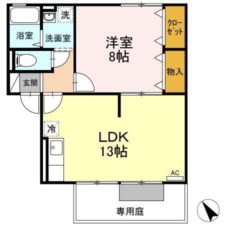 リラ・プレファレンス(1LDK/1階)の間取り写真