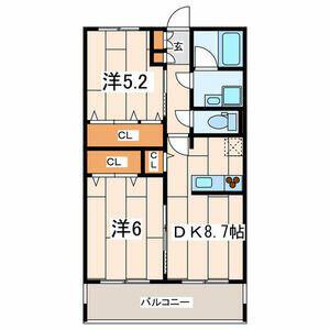 ドミール新川崎(2DK/2階)の間取り写真