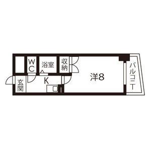 ケーエム泉(1K/9階)の間取り写真