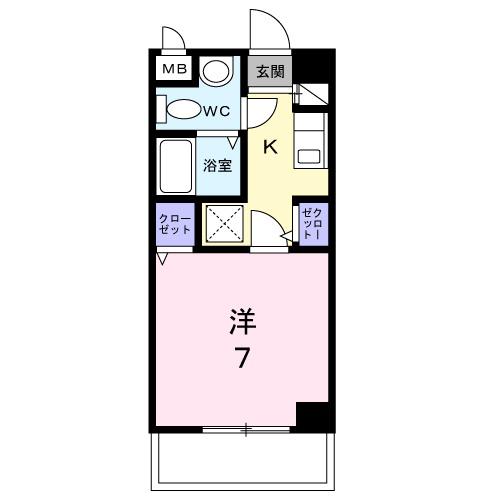 フローレンス西(1K/4階)の間取り写真