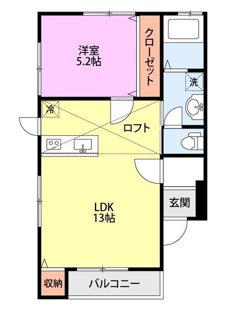 グランドジュレー浜松町(1LDK/2階)の間取り写真