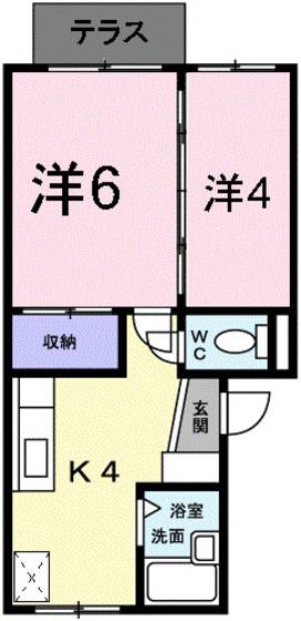 ハイツ青木(2K/1階)の間取り写真