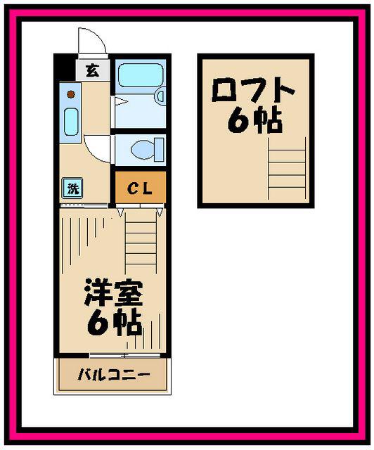 トトロの森Ⅱ(1K/2階)の間取り写真
