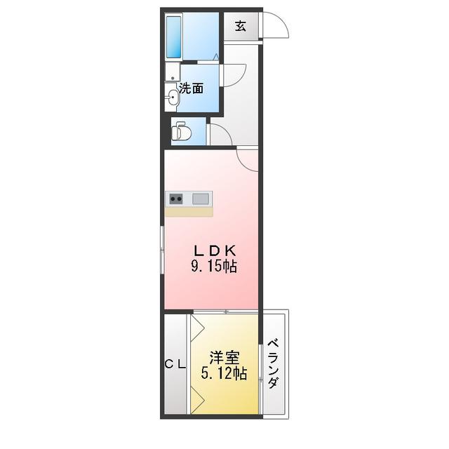 グリーンフォレスト那加門前(1LDK/3階)の間取り写真