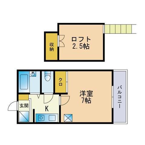 ユーロハウス(1K/2階)の間取り写真
