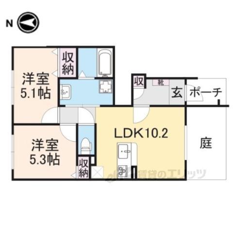 グリーン(2LDK/1階)の間取り写真