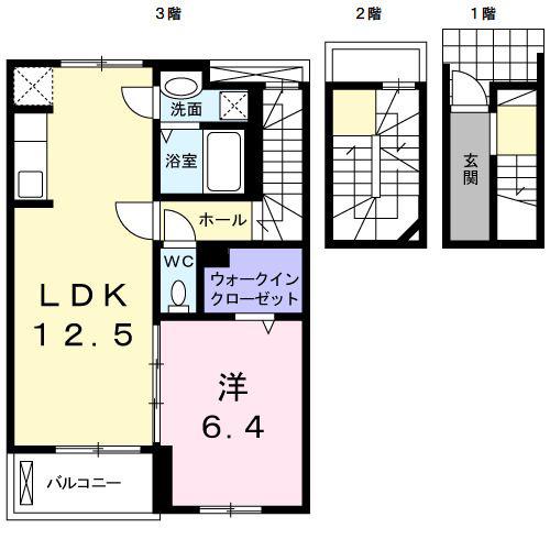 シトラス・ヴィレッジA(1LDK/3階)の間取り写真