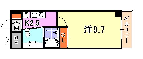 アロハ海岸通(1K/3階)の間取り写真