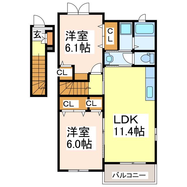 アドラブールA(2LDK/2階)の間取り写真