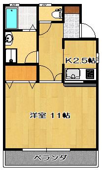 パールハイツFM A棟(1K/1階)の間取り写真