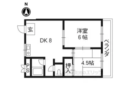 離宮リバーハイツ(2LDK/3階)の間取り写真