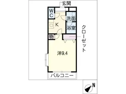 グリーンコートII(1K/2階)の間取り写真