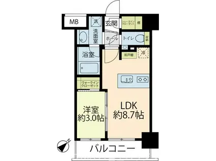 エステムプラザ湘南藤沢(1LDK/8階)の間取り写真