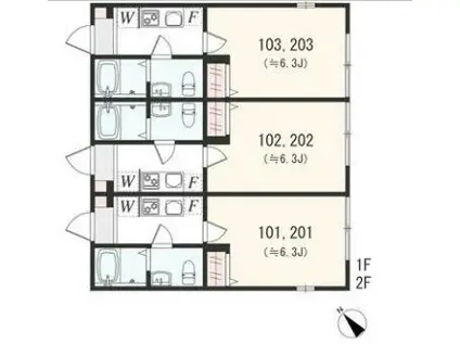アザーレ・ソーニョ東海大学前(1K/2階)の間取り写真