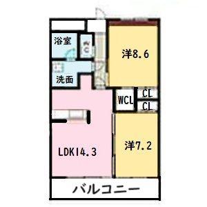 リバーズマンション築捨II(2LDK/4階)の間取り写真