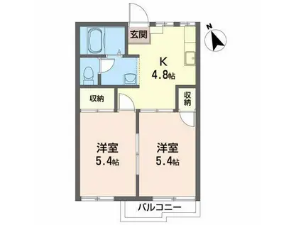 タウニィ若宮(2K/2階)の間取り写真