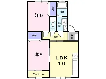 パティオデンI(2LDK/1階)の間取り写真