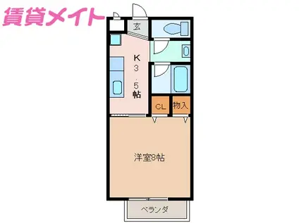 サープラス有竹(1K/2階)の間取り写真