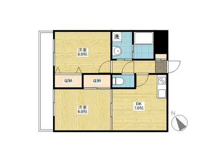 グランダーム新市(2DK/1階)の間取り写真