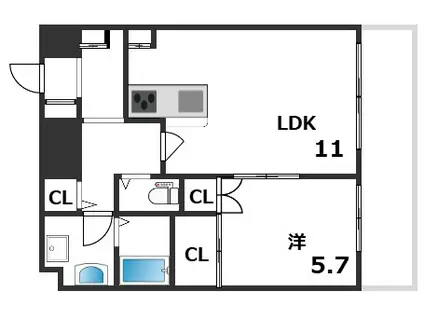 YKハイツ小久保(ワンルーム/8階)の間取り写真