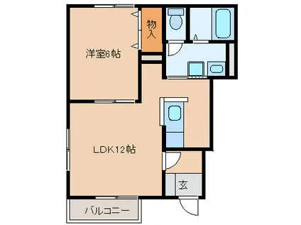 ウェルヴィラ(1LDK/1階)の間取り写真