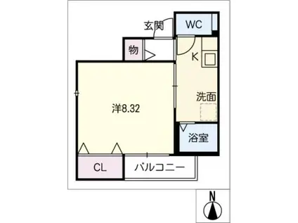 サングレイス(1K/1階)の間取り写真