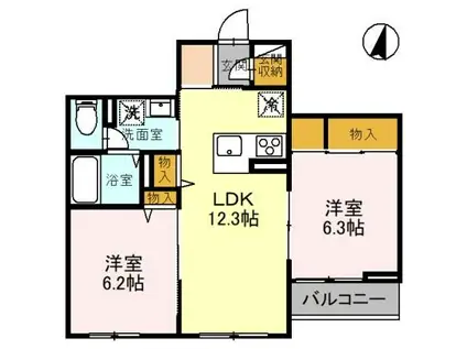 パンボーテ(2LDK/3階)の間取り写真