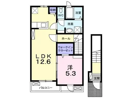エヴァ グリーン ヴィラI(1LDK/2階)の間取り写真