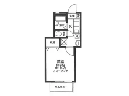 オークフォレスト(1K/1階)の間取り写真