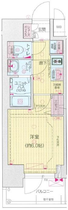 プレサンス松屋町ヴィゴラス(1K/8階)の間取り写真