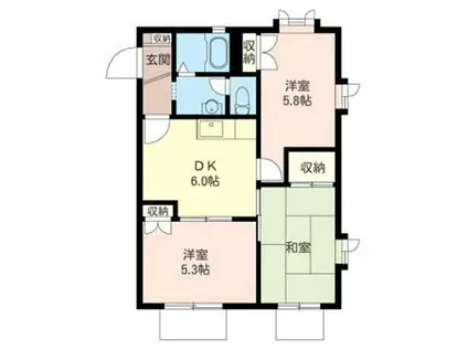 アルビフローラ(3DK/1階)の間取り写真