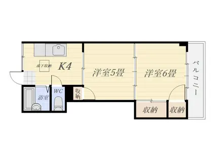 あかいポーチ(2K/1階)の間取り写真