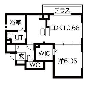 SUMIKA B棟(1LDK/1階)の間取り写真