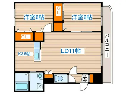 MYT16(2LDK/2階)の間取り写真