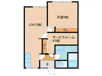 富山地鉄不二越上滝 大泉駅(富山) 徒歩27分 2階建 築49年(1SLDK/1階)の間取り写真